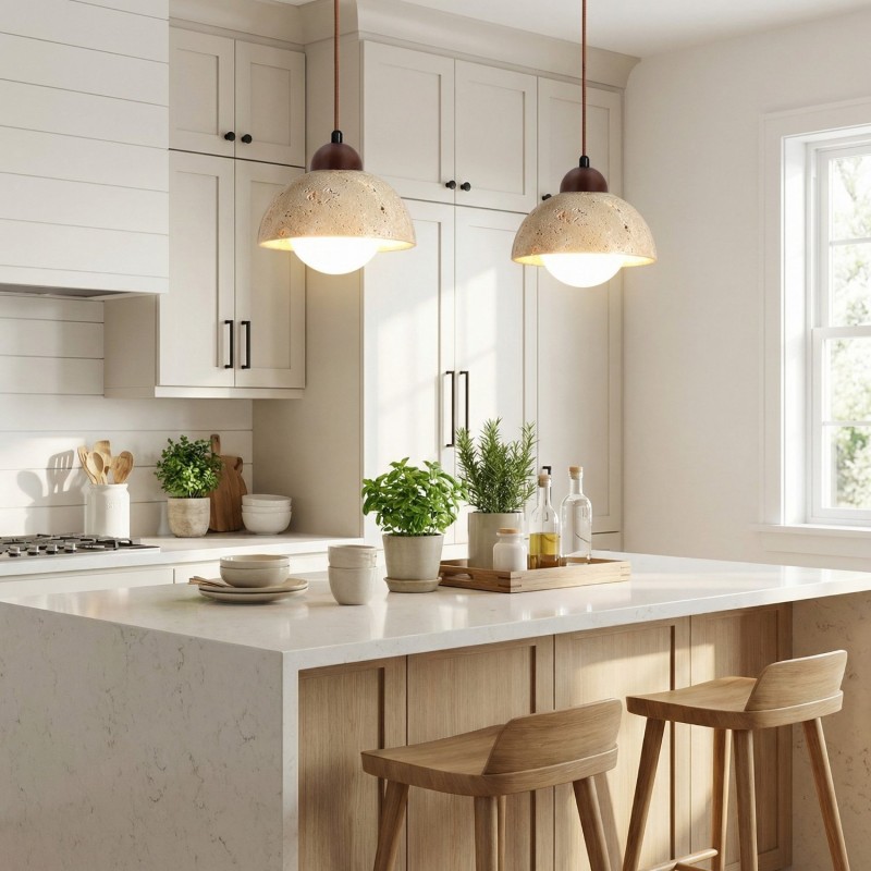 Bowen Wabi-Sabi Mini Travertine Pendant Light