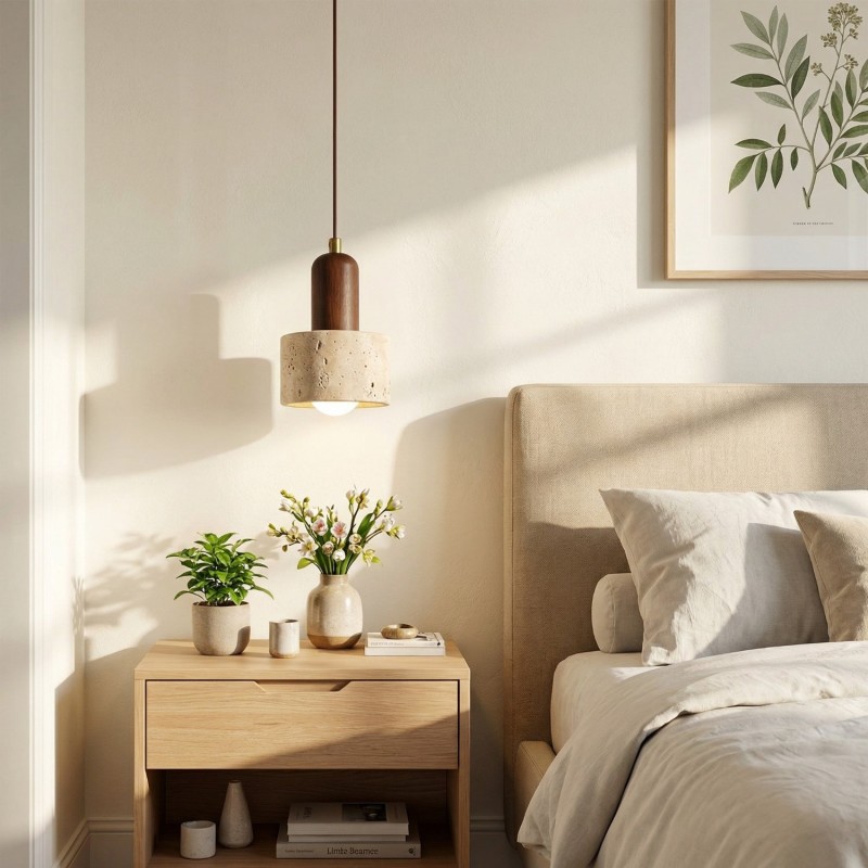 Bowen Wabi-Sabi Mini Travertine Pendant Light