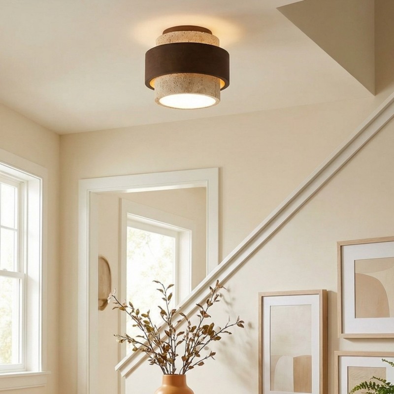 Caspar Minimalist Travertine Retro Ceiling Light