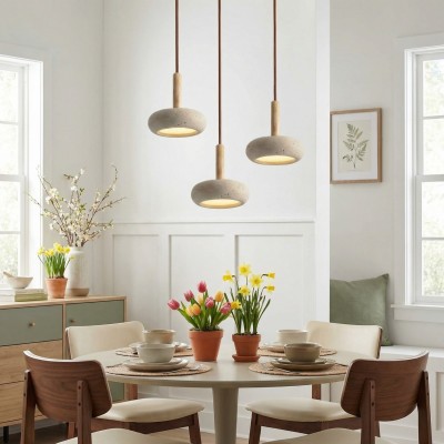 Carver Retro LED Travertine 3 Light Pendant Light