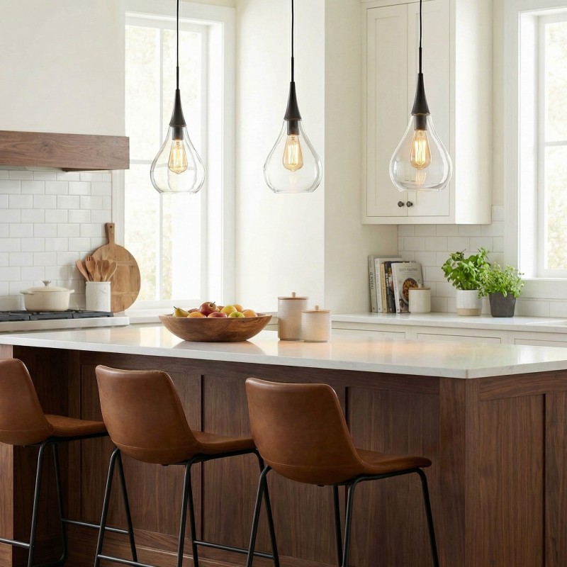 Clarke Minimalist Teardrop Glass Pendant Light