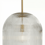 Alain Farmhouse Cooper Ribbed Glass Pendant Light For Dining Room & Kitchen
