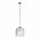 Alain Farmhouse Cooper Ribbed Glass Pendant Light For Dining Room & Kitchen