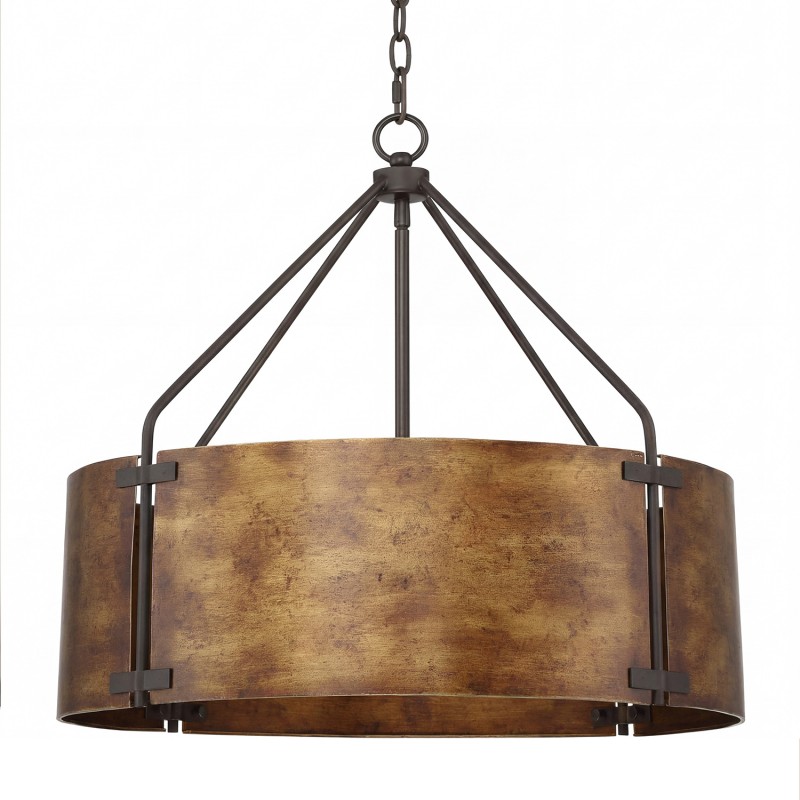 Ojaswi Rustic Bronze Industrial Pendant Light with Drum Shade