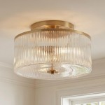 Sylan Farmhouse Round Ribbed Glass Flush Mount Ceiling Light