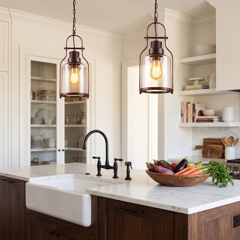 Eryxis Industrial Vintage Iron Glass Jar Pendant Light