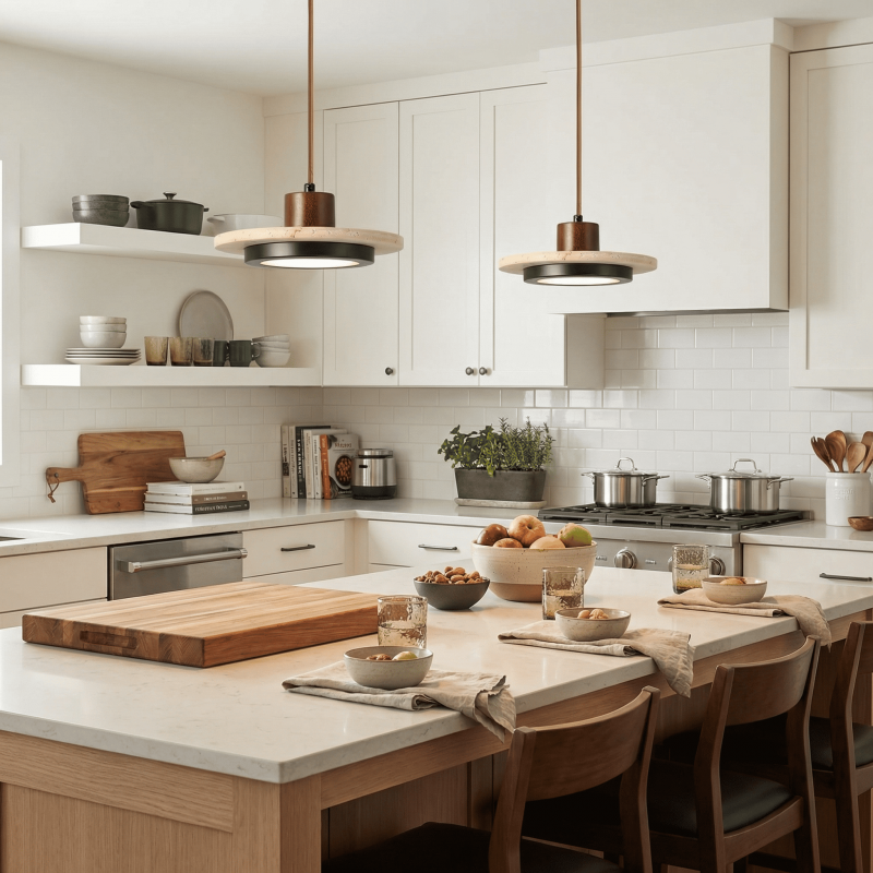 Kassia Wabi-Sabi Travertine Disc LED Pendant Light