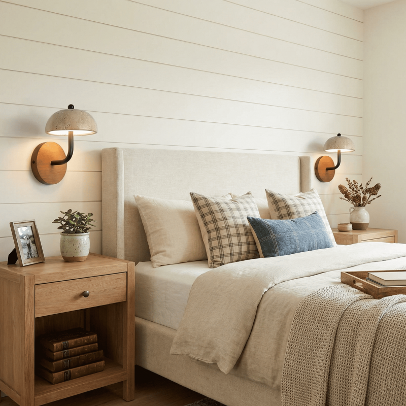 Analeigh Modern Travertine Dome Wall Sconce