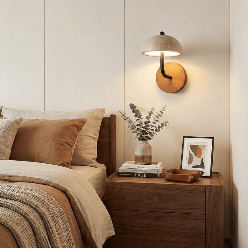 Analeigh Modern Travertine Dome Wall Sconce
