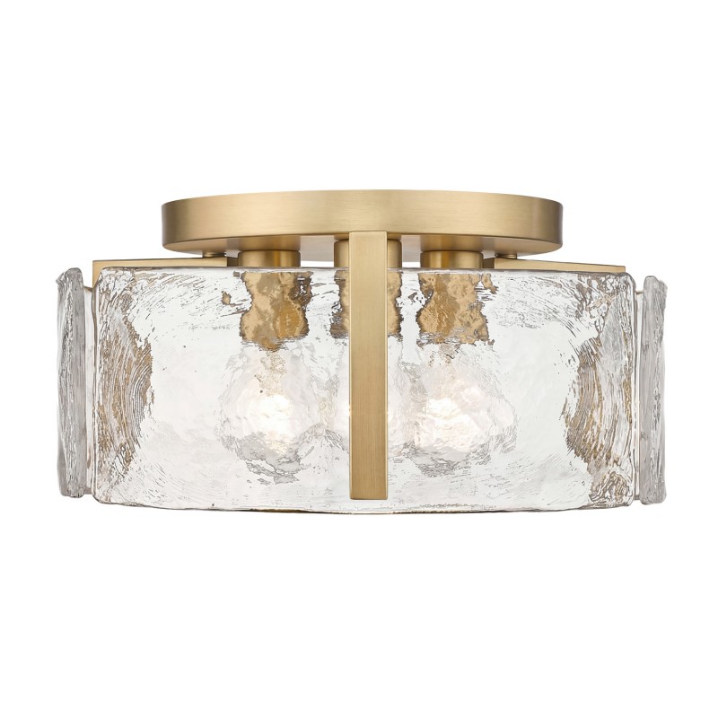 Ozu Modern Water Ripple Glass Drum Flush Mount Light