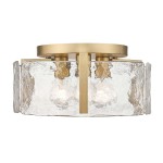 Ozu Modern Water Ripple Glass Drum Flush Mount Light