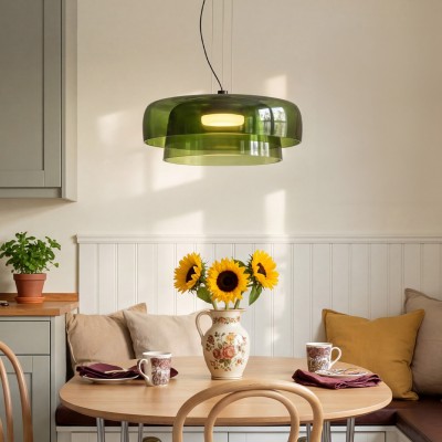 Zaire Bowl Shaped Layer Stained Glass Pendant Light