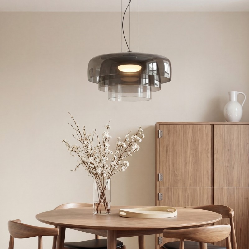 Zaire Bowl Shaped Layer Stained Glass Pendant Light