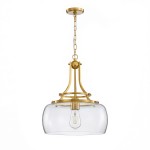 Thalys Brushed Gold Clear Glass Shade Charleston Pendant Light