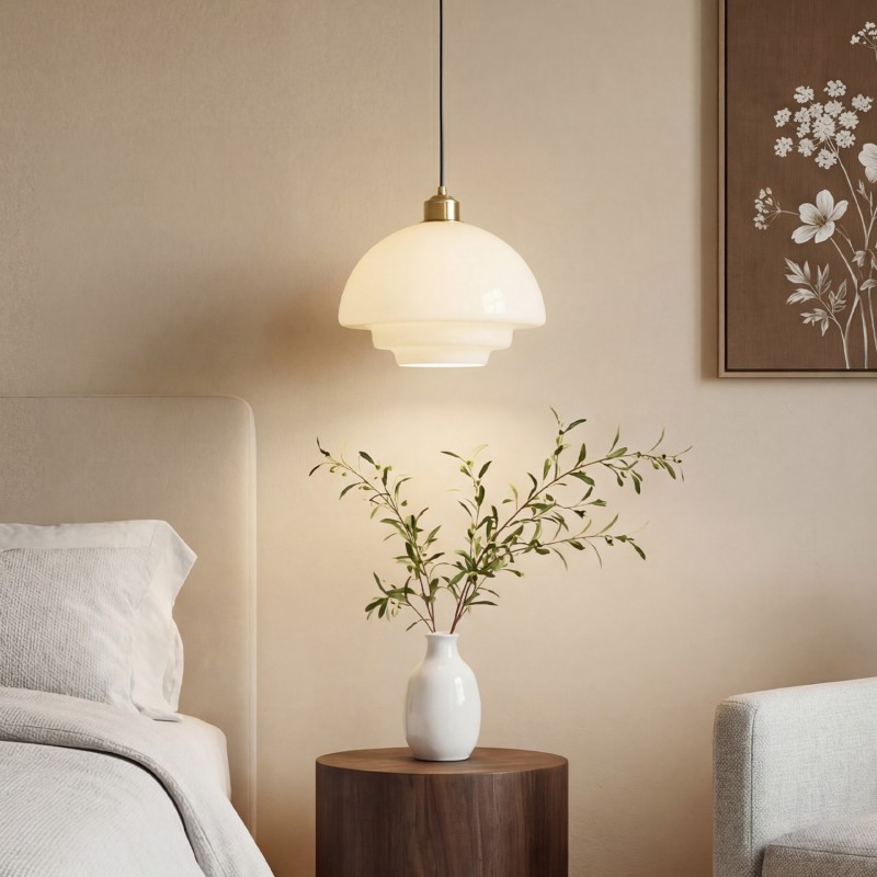 Ritika Vintage Art Cream Multi-Shape Glass Pendant Light