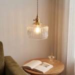 Zavier Vintage Cylinder Wave Pattern Glass Shade Pendant Chandelier