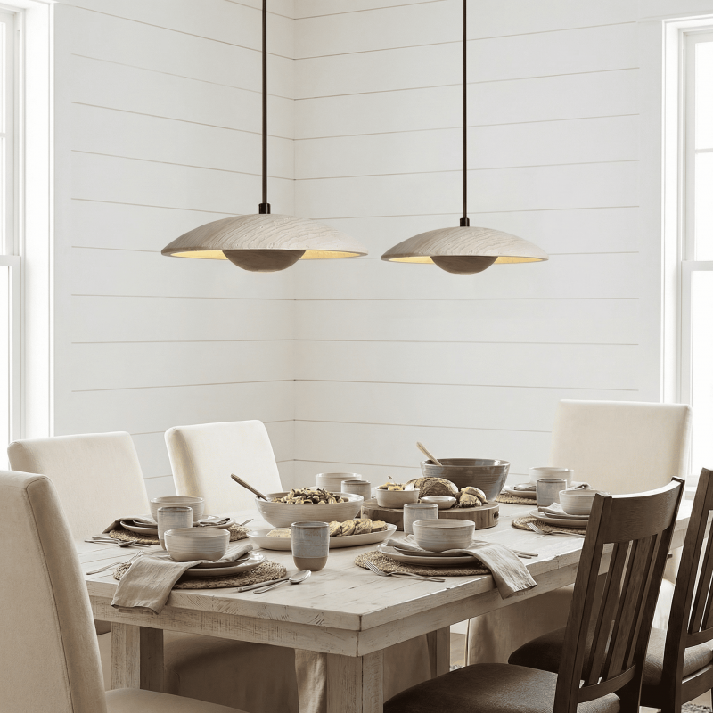 Kendra Cream Travertine UFO Pendant Lamp