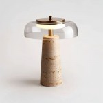 Camryn Nordic Travertine Dome Table Lamp
