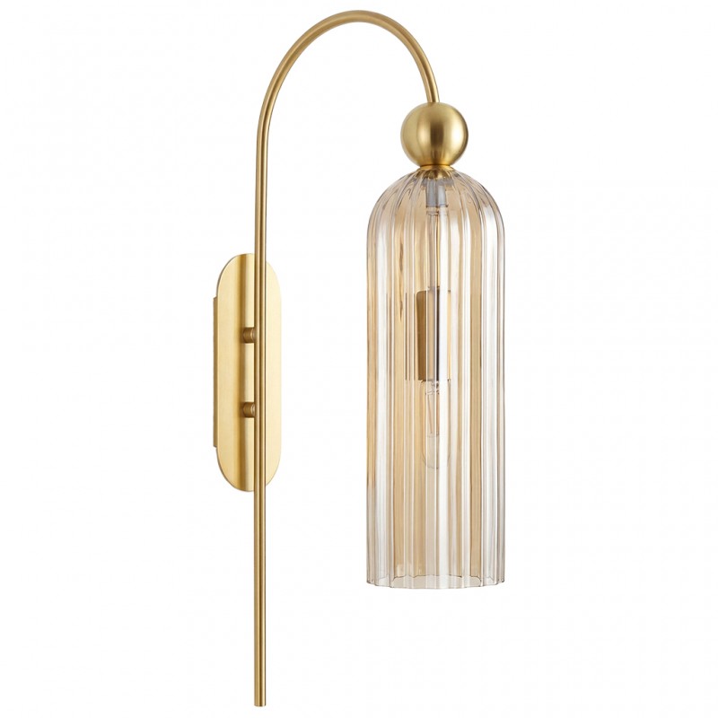 Emrys Modern Gold Fluted Glass Cylinder Sconce