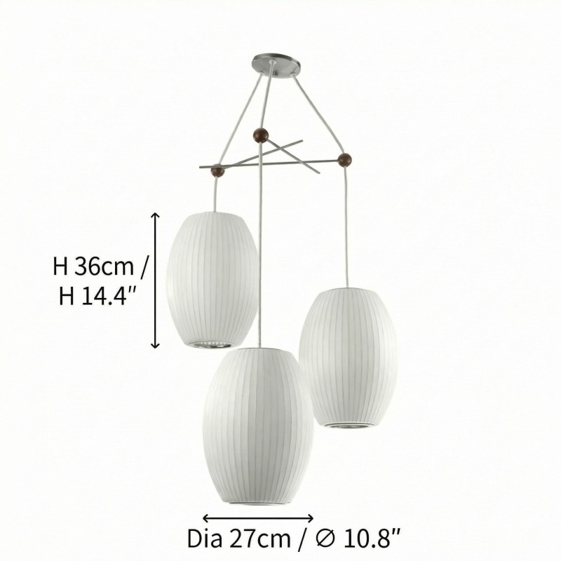 Noah White Triple Pear Bubble Silk Pendant Light