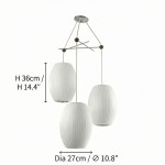 Noah White Triple Pear Bubble Silk Pendant Light