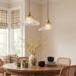 Gyran Retro Brass Lace Glass Pendant Light
