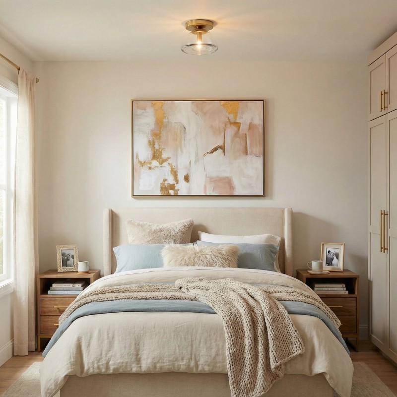 Brenna Modern Brass Cast Glass Dome Flush Mount & Wall Sconce