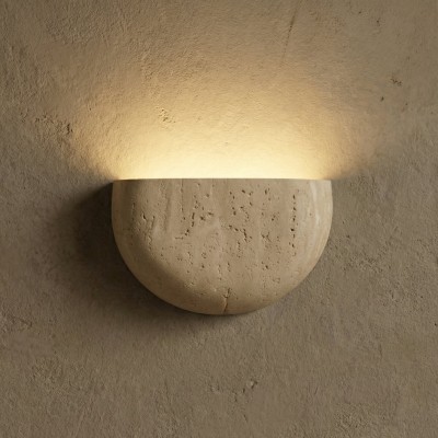 Farlan Wabi-Sabi Travertine Semi-Circular Wall Light