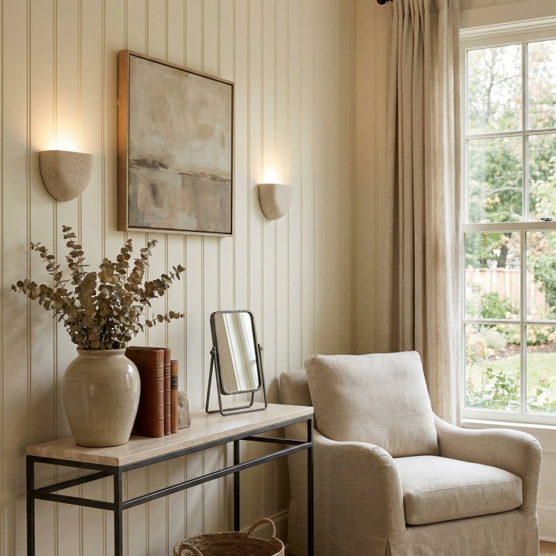 Farlan Wabi-Sabi Travertine Semi-Circular Wall Light