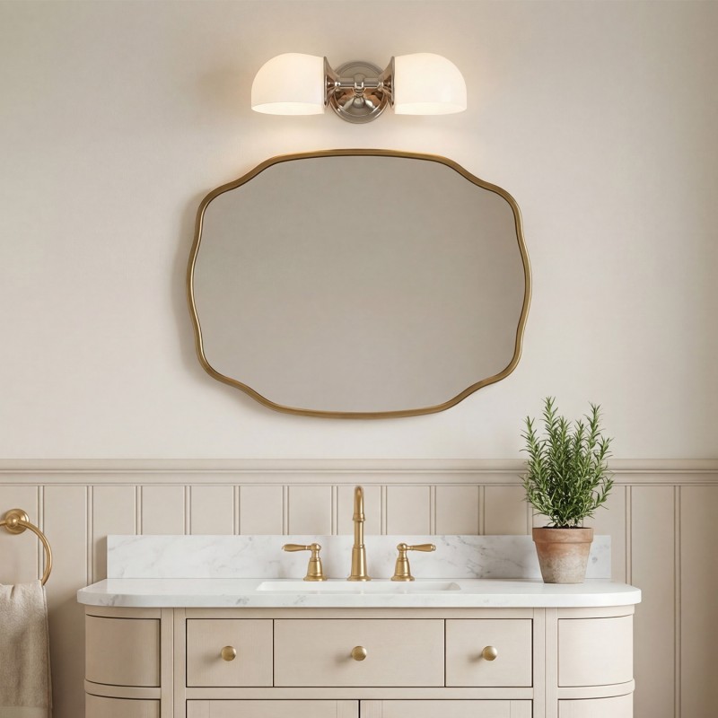 Valor Rustic Metal Double White Glass Wall Sconce