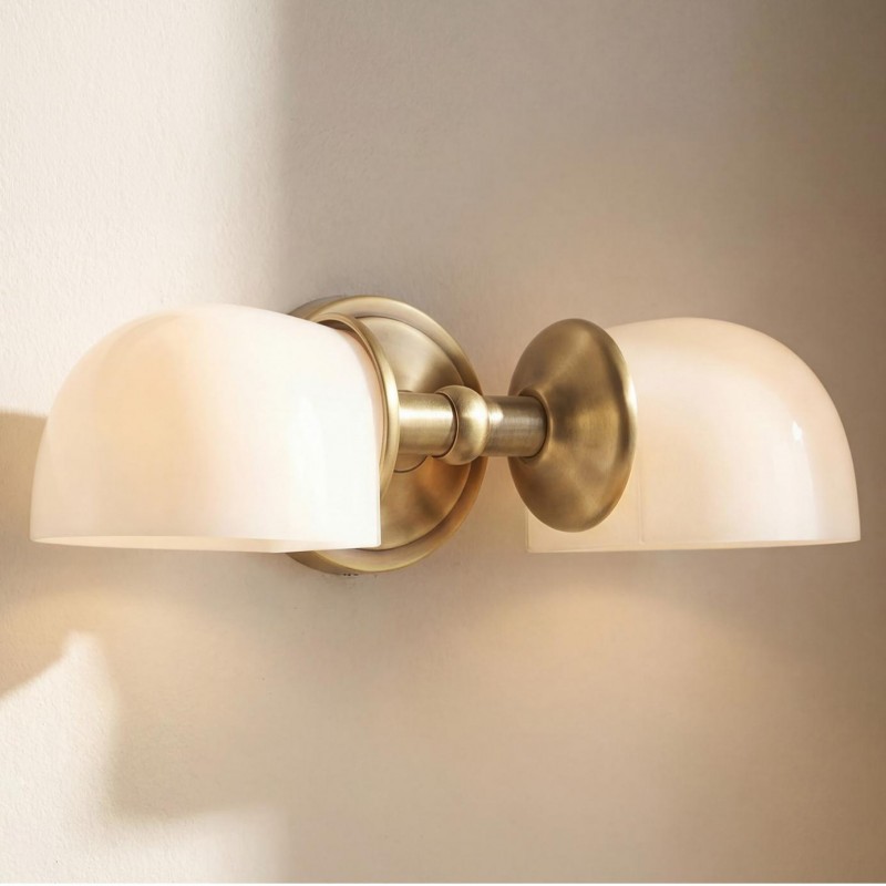 Valor Rustic Metal Double White Glass Wall Sconce