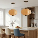 Vortan Antique Brass Green Glass Semi-Flush Mount Eloise Pendant Lamp