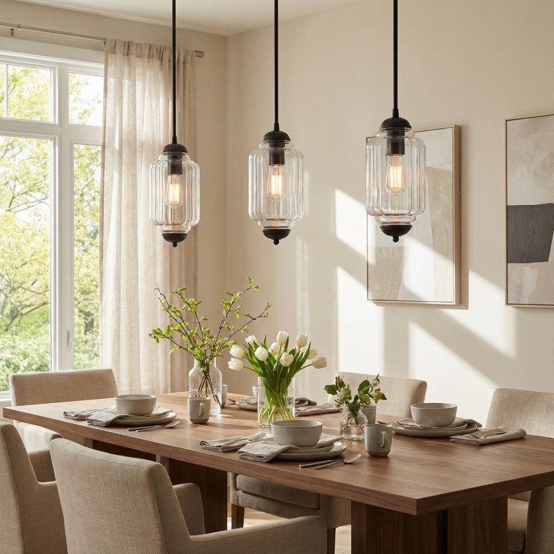 Cyrilith Farmhouse Pumpkin Glass Eloise Pendant Light
