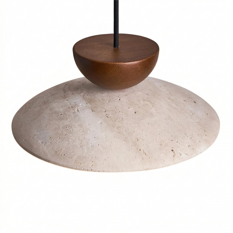 Tilda Modern Wabi-Sabi Travertine Dome Pendant Light