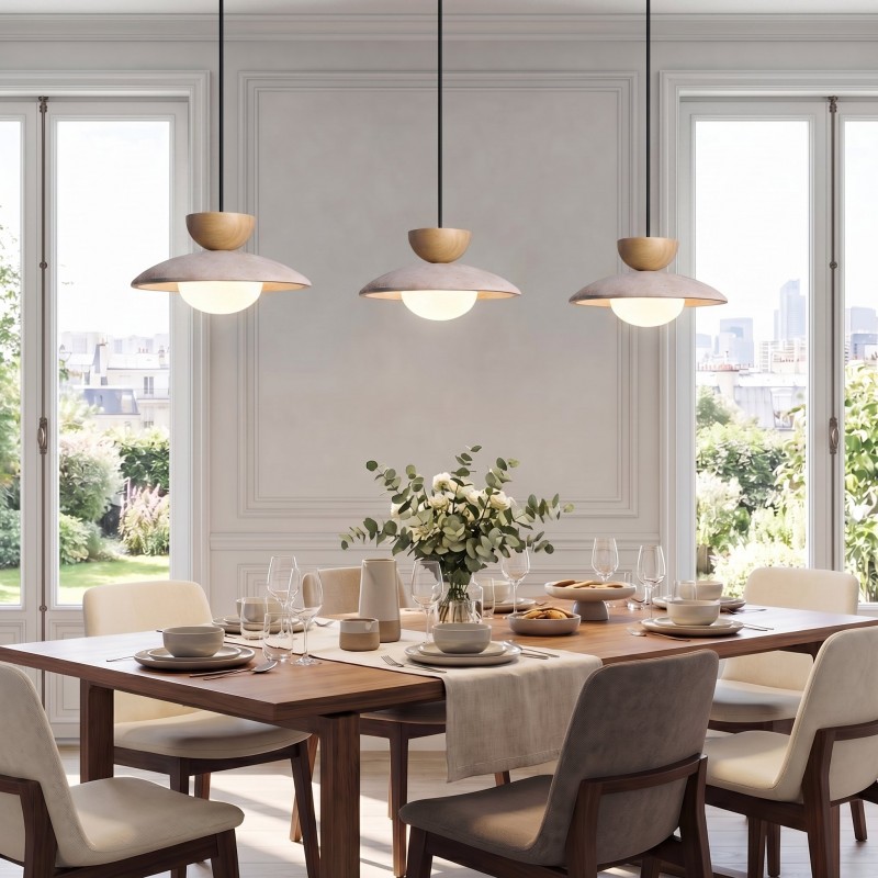 Tilda Modern Wabi-Sabi Travertine Dome Pendant Light