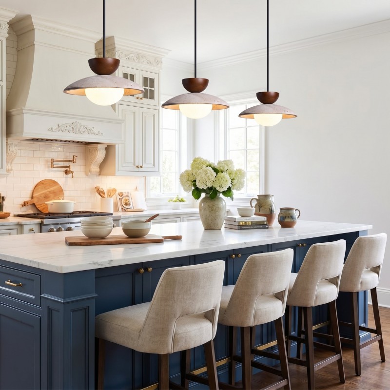 Tilda Modern Wabi-Sabi Travertine Dome Pendant Light