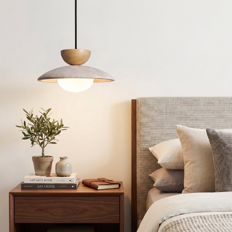 Tilda Modern Wabi-Sabi Travertine Dome Pendant Light