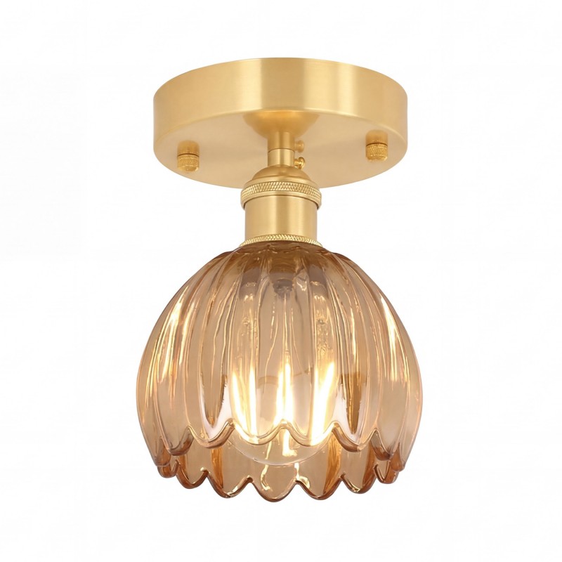 Ozir Stained Glass Flush Mount Tulip Light