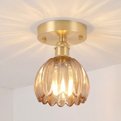 Ozir Stained Glass Flush Mount Tulip Light
