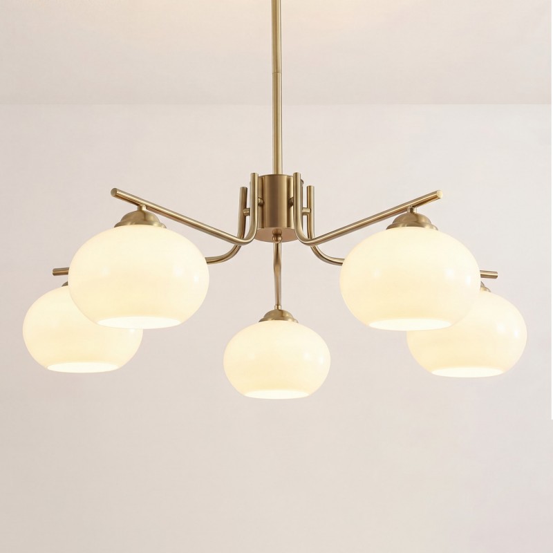 Kairox Mid Century Bauhaus Large Glass Globe Sputnik Chandelier