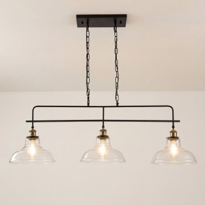 Bronte Industrial Metal 3 Lights Dome Glass Chandelier