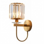 Solstice Brushed Brass Crystal Ribbed Glass Wall Sconce