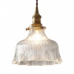 Hermin Antique Flower Ribbed Glass Pendant Light