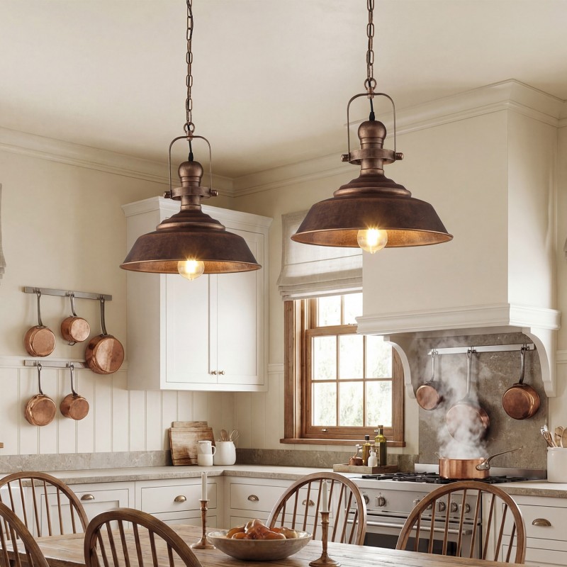 Carmen Industrial Antique Metal Horn Shaped Pendant Light