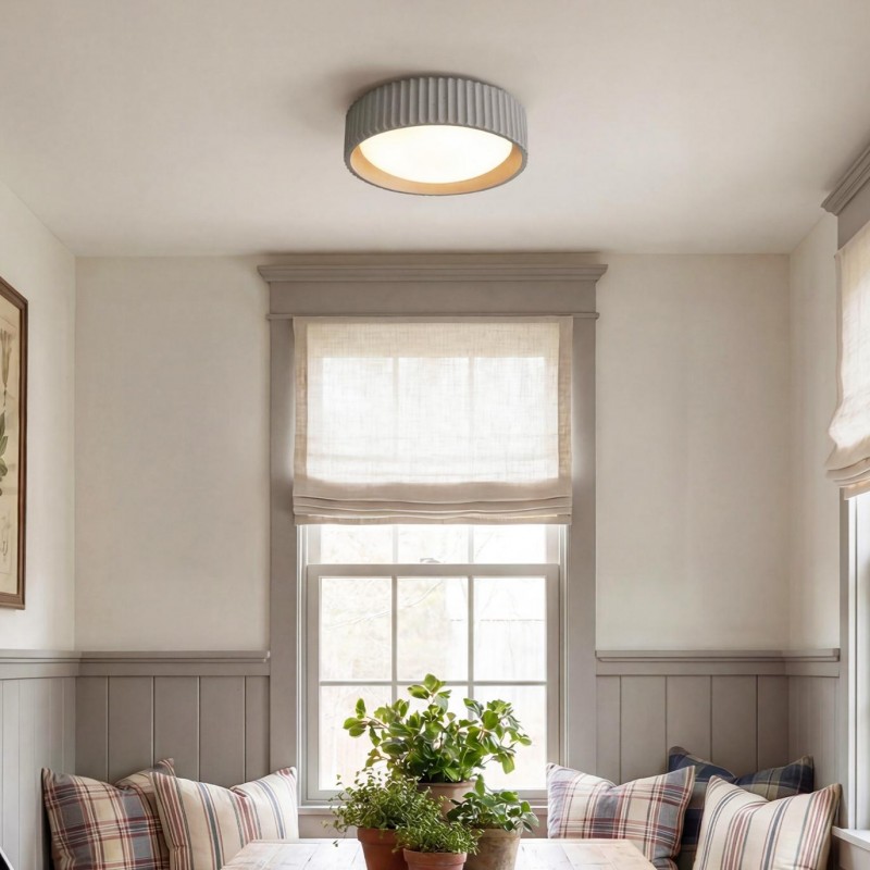 Arnold ‎Minimalist Round Led Fluted Concrete Ceiling Light