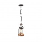 Doran Farmhouse Black Cage Cylinder Glass Pendant Light