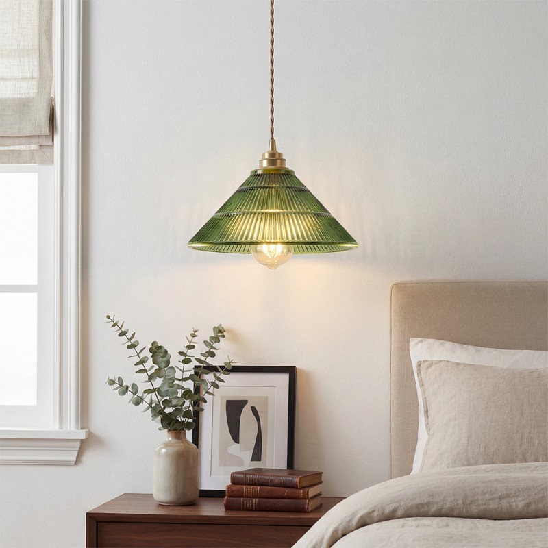 Draxith Retro Japanese Striped Stained Glass Droplight