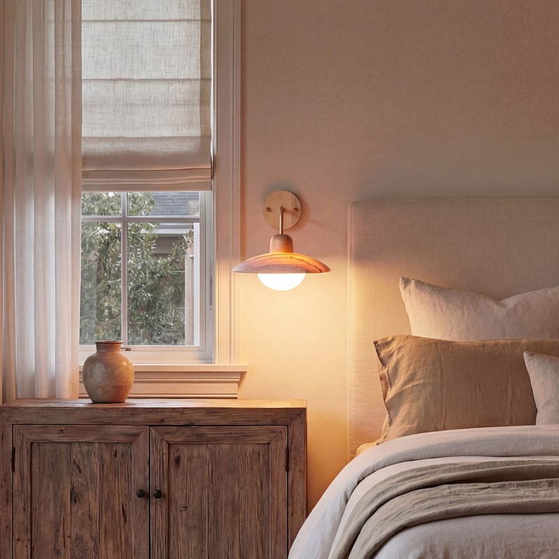 Habakkuk Farmhouse Disc Travertine Wall Sconce