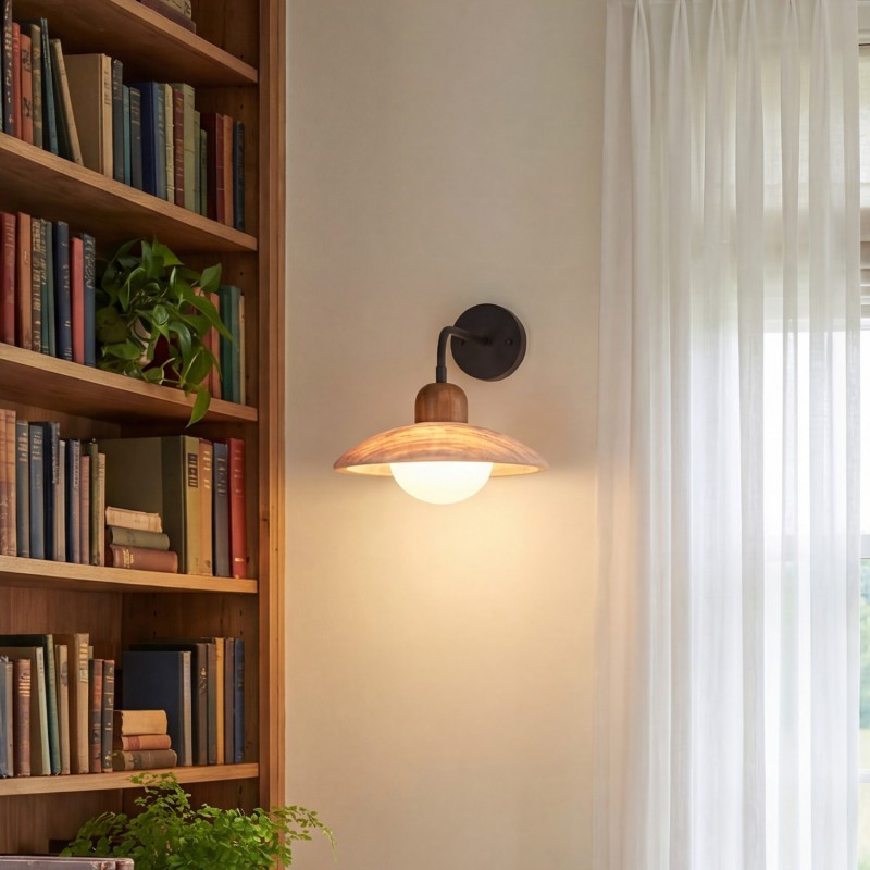 Habakkuk Farmhouse Disc Travertine Wall Sconce