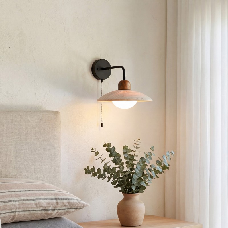 Habakkuk Farmhouse Disc Travertine Wall Sconce